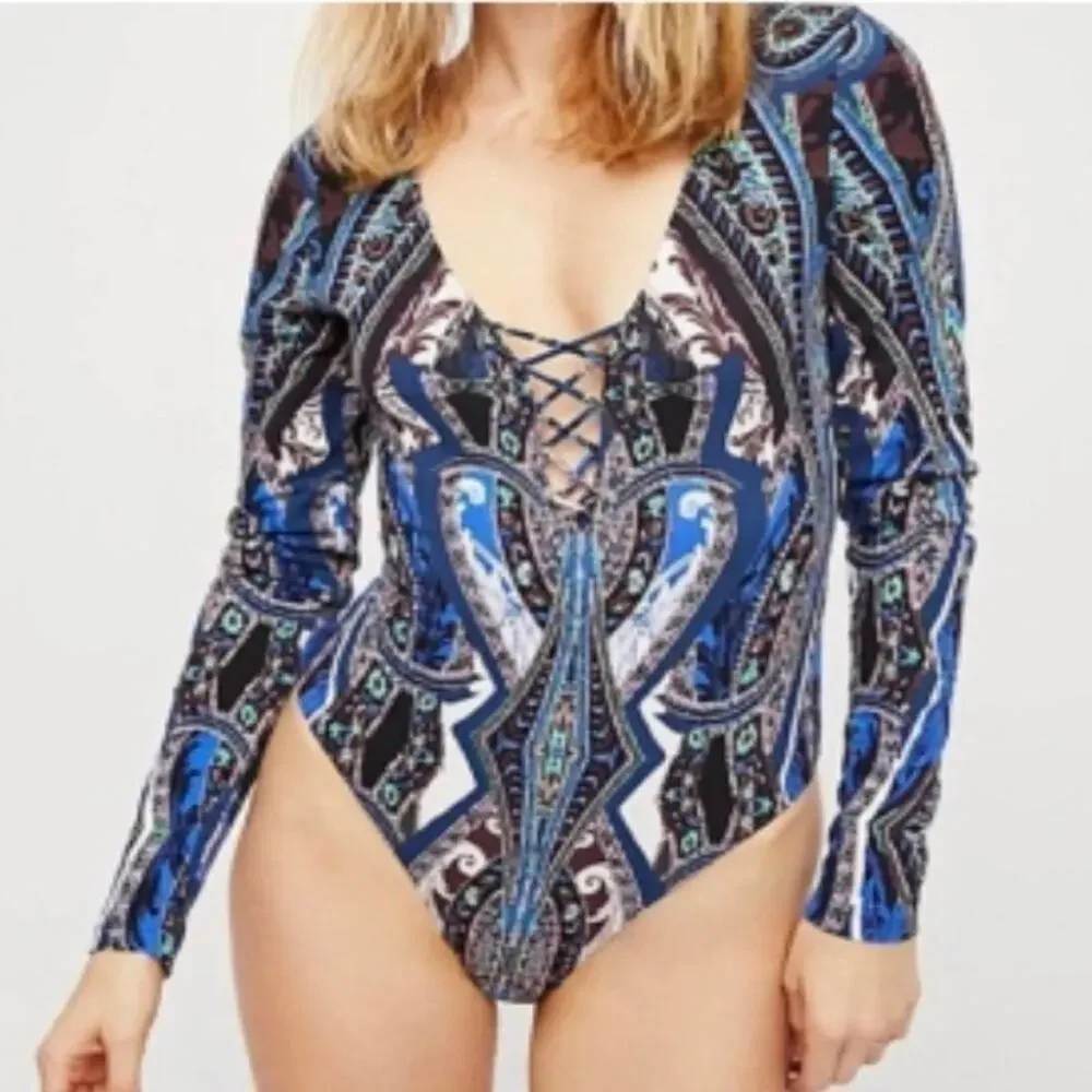 FREE‎ People Pick a Place Lace Up Bodysuit size small new